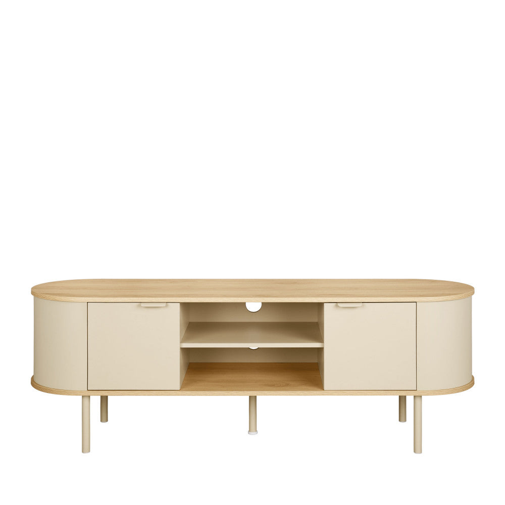 Will - Meuble TV 2 portes en bois et métal L150cm - Beige - 2