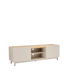 Stanley - Meuble TV 2 portes en bois et métal L160cm - Beige - 2