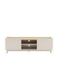 Stanley - Meuble TV 2 portes en bois et métal L160cm - Beige - 1