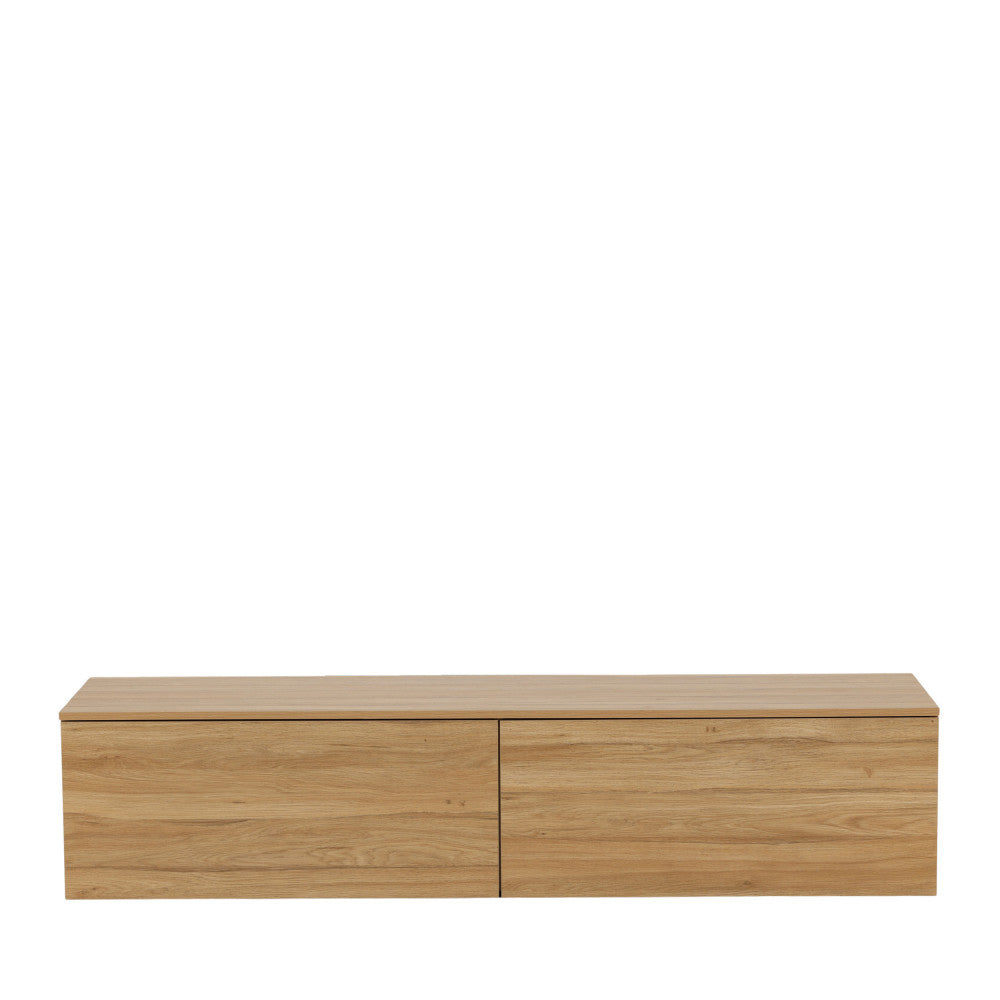 Frihamn - Meuble TV suspendu 2 tiroirs en bois L160cm - Bois clair - 2