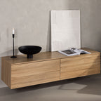 Frihamn - Meuble TV suspendu 2 tiroirs en bois L160cm - Bois clair - 1