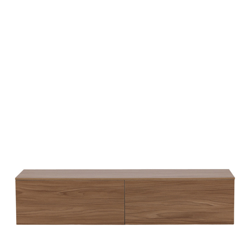 Frihamn - Meuble TV suspendu 2 tiroirs en bois L160cm - Bois foncé - 2