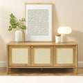 Iris - Meuble TV 3 portes en bois et cannage L120cm - Bois clair - 1