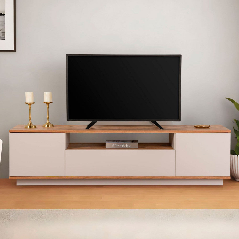 Fritz - Meuble TV 3 portes en bois L180cm - Beige - 1
