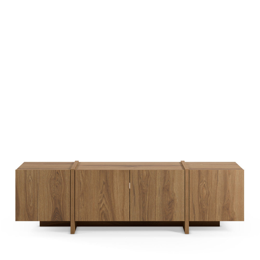 Nicole - Meuble TV 4 portes en bois 180cm - Bois foncé - 2