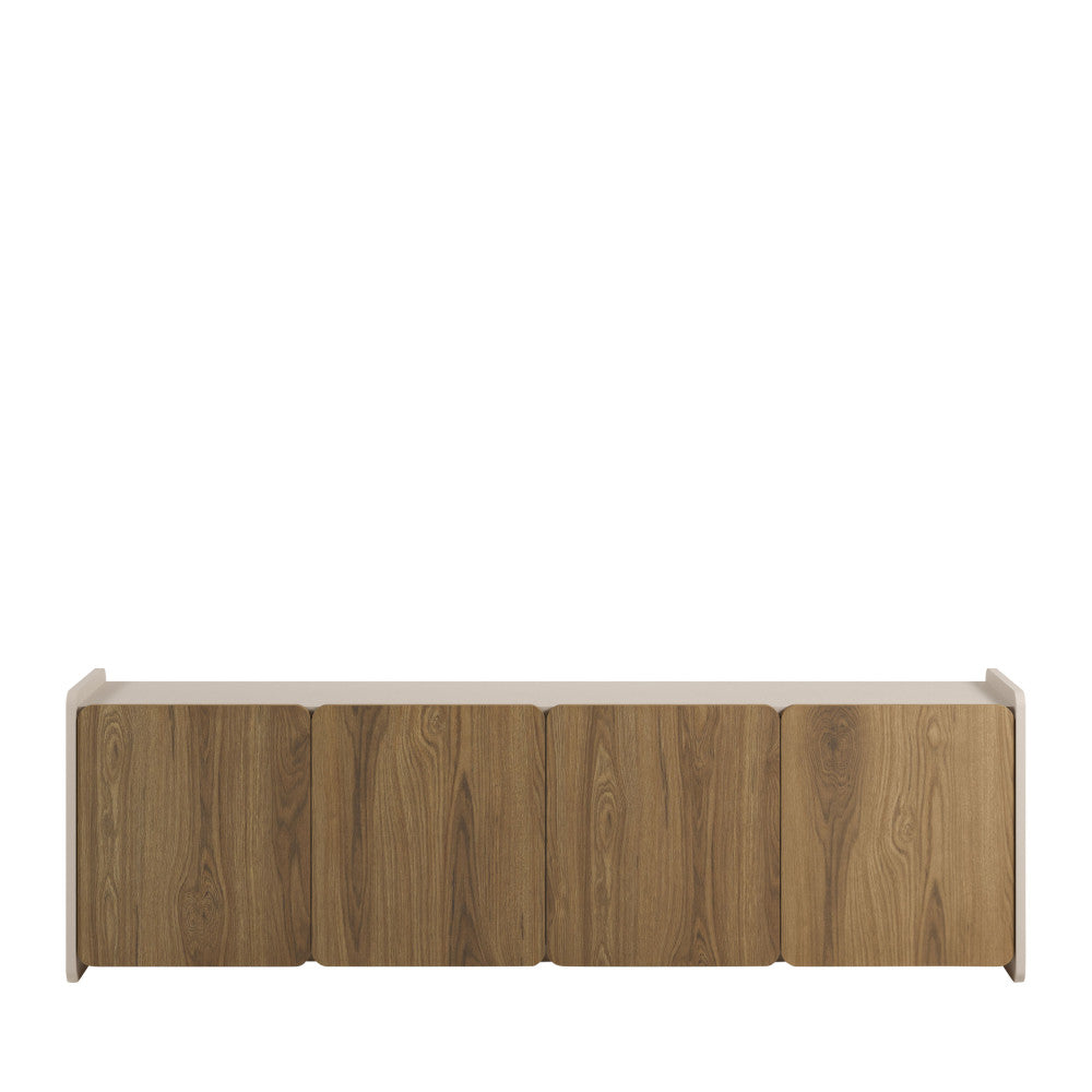 Enara - Meuble TV 4 portes en bois L180cm - Bois foncé - 2