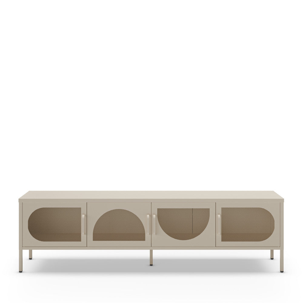 Zio - Meuble TV 4 portes en métal L180cm - Beige - 2
