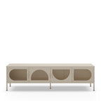 Zio - Meuble TV 4 portes en métal L180cm - Beige - 2