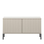 New Gravure - Meuble TV 2 portes en bois L100cm - Beige - 2