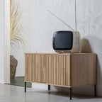 New Gravure - Meuble TV 2 portes en bois L100cm - Bois clair - 1