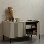 New Gravure - Meuble TV 2 portes en bois L100cm - Beige - 1