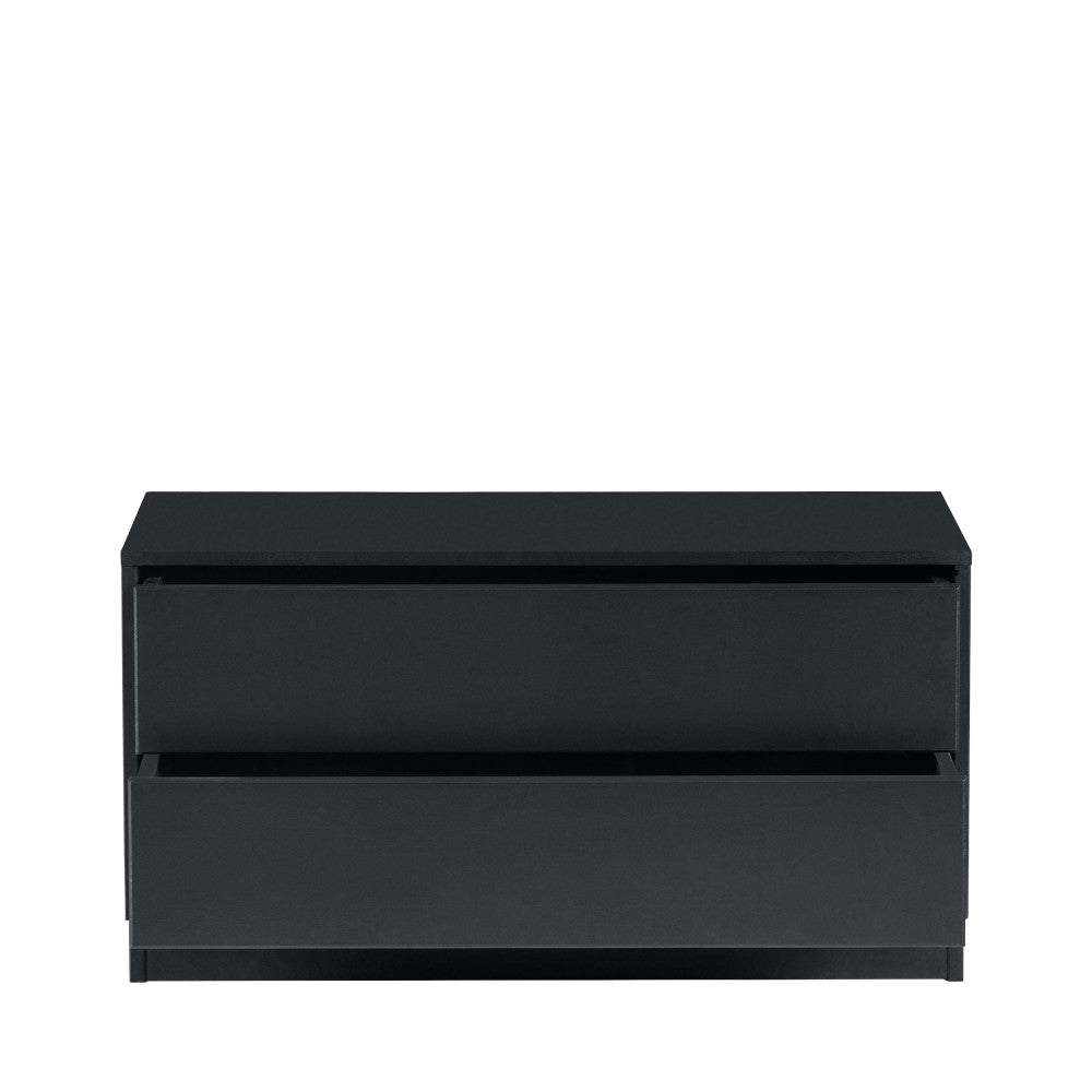 Finca - Meuble TV en bois massif de pin L75cm - Noir - 2