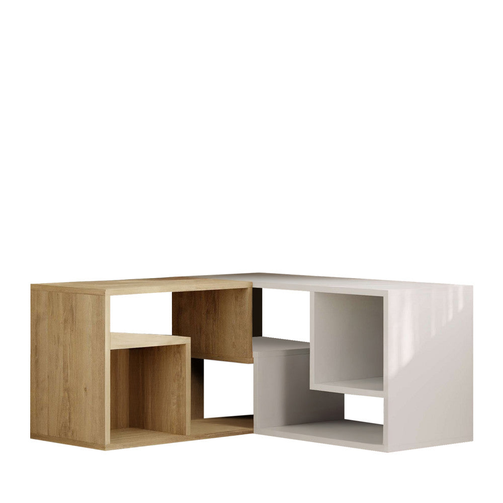 Flex - Meuble TV d'angle modulable en bois L145cm - Blanc - 2