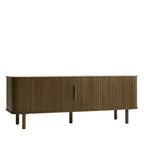 Callan - Meuble TV aux portes coulissantes en bois strié L160cm - Bois foncé - 2