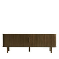 Callan - Meuble TV aux portes coulissantes en bois strié L160cm - Bois foncé - 1