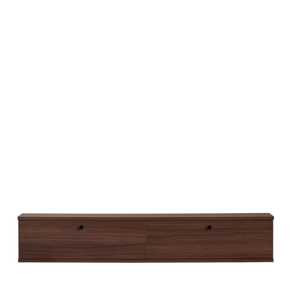 Yara - Meuble tv suspendu 2 portes en bois L140cm - Bois foncé - 2