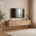 Yara - Meuble tv suspendu 2 portes en bois L160cm - Bois clair - 1