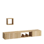 Heavy - Meuble TV suspendu 3 portes en bois L180cm - Bois clair - 2