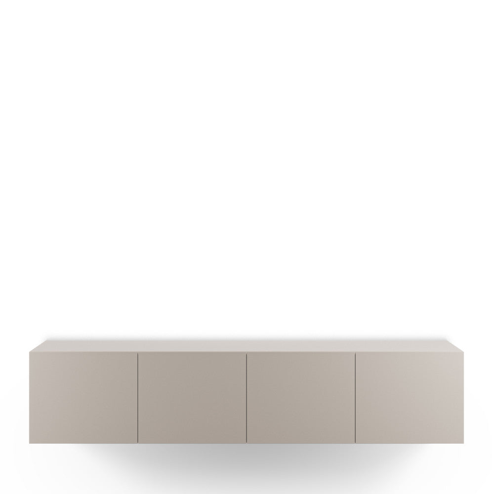 Nexa - Meuble TV suspendu 4 portes en bois L180cm - Beige - 2