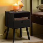 Ozzy - Table de chevet 1 tiroir, 1 niche en bois - Noir - 1