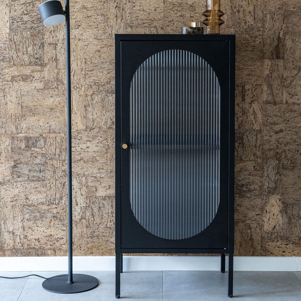 Adelaide - Petit meuble de rangement en verre et métal H50cm - Noir - 1