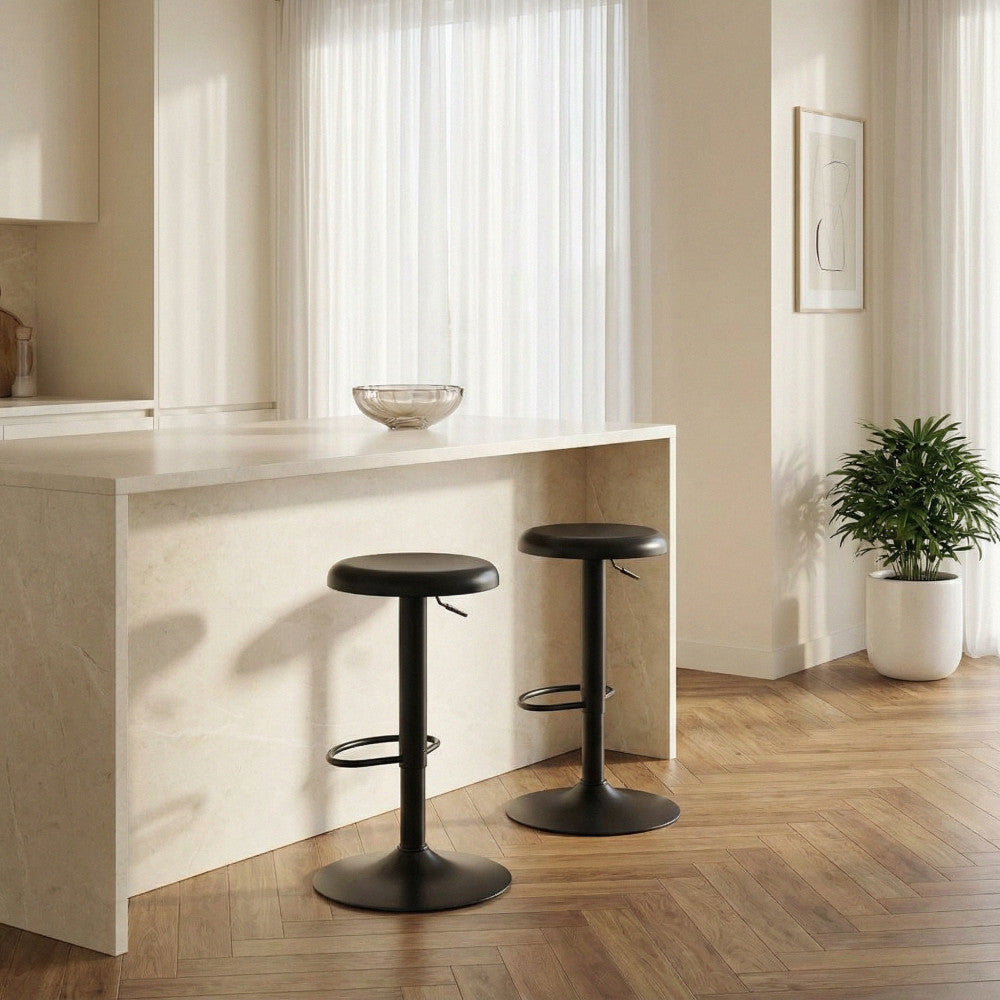 Pop - Tabouret de bar réglable en métal H60-81cm - Noir - 1