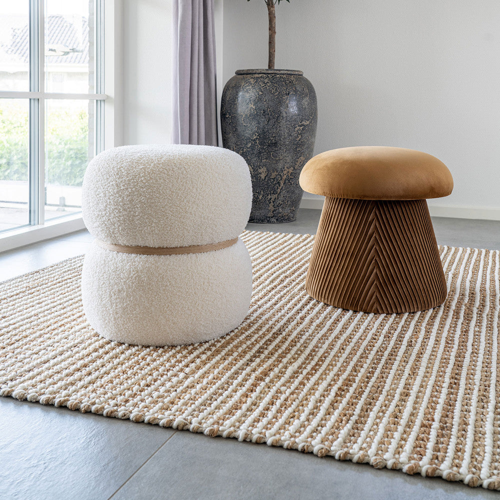 Hampton - Pouf champignon en velours ø39cm - Ocre - 1