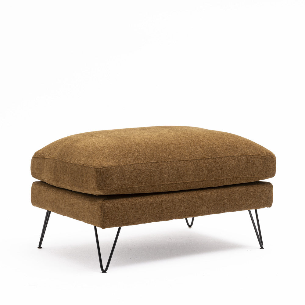 Villabon - Pouf en tissu pieds épingles noirs - Bronze - 2