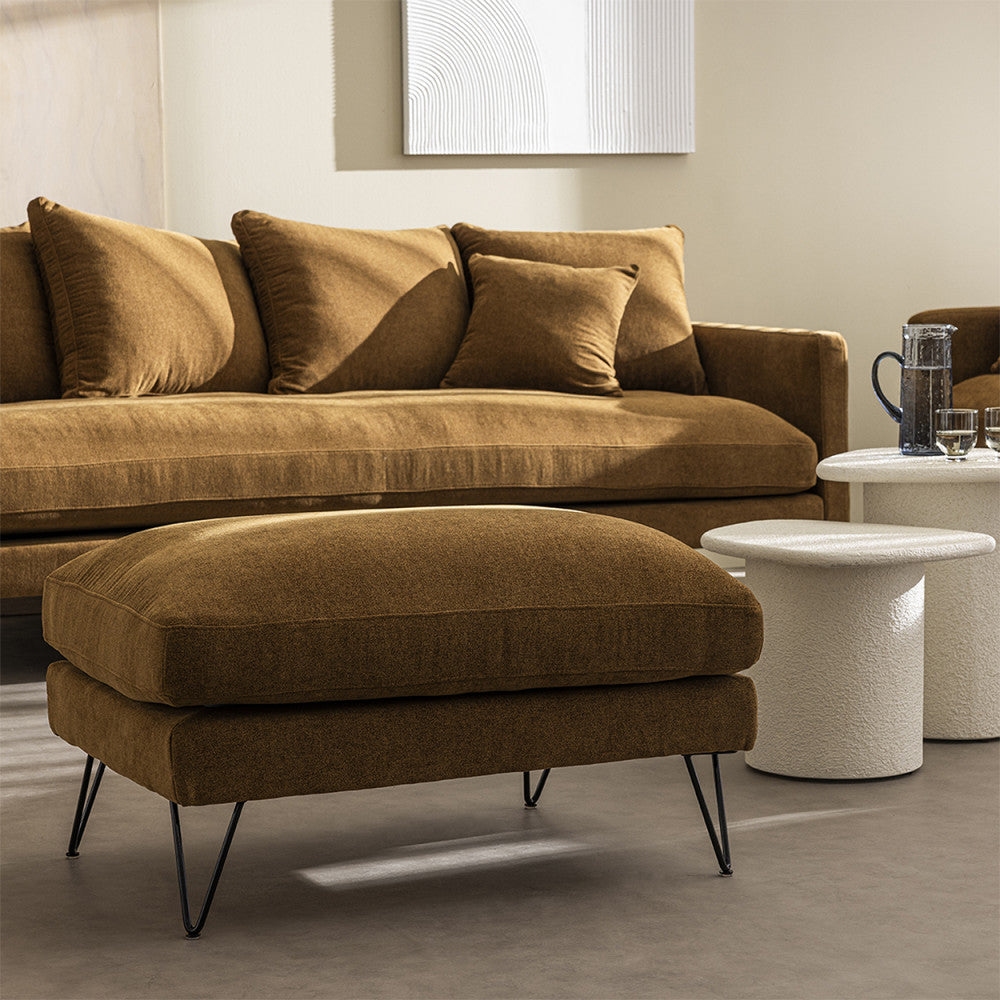 Villabon - Pouf en tissu pieds épingles noirs - Bronze - 1