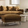 Villabon - Pouf en tissu pieds épingles noirs - Bronze - 1