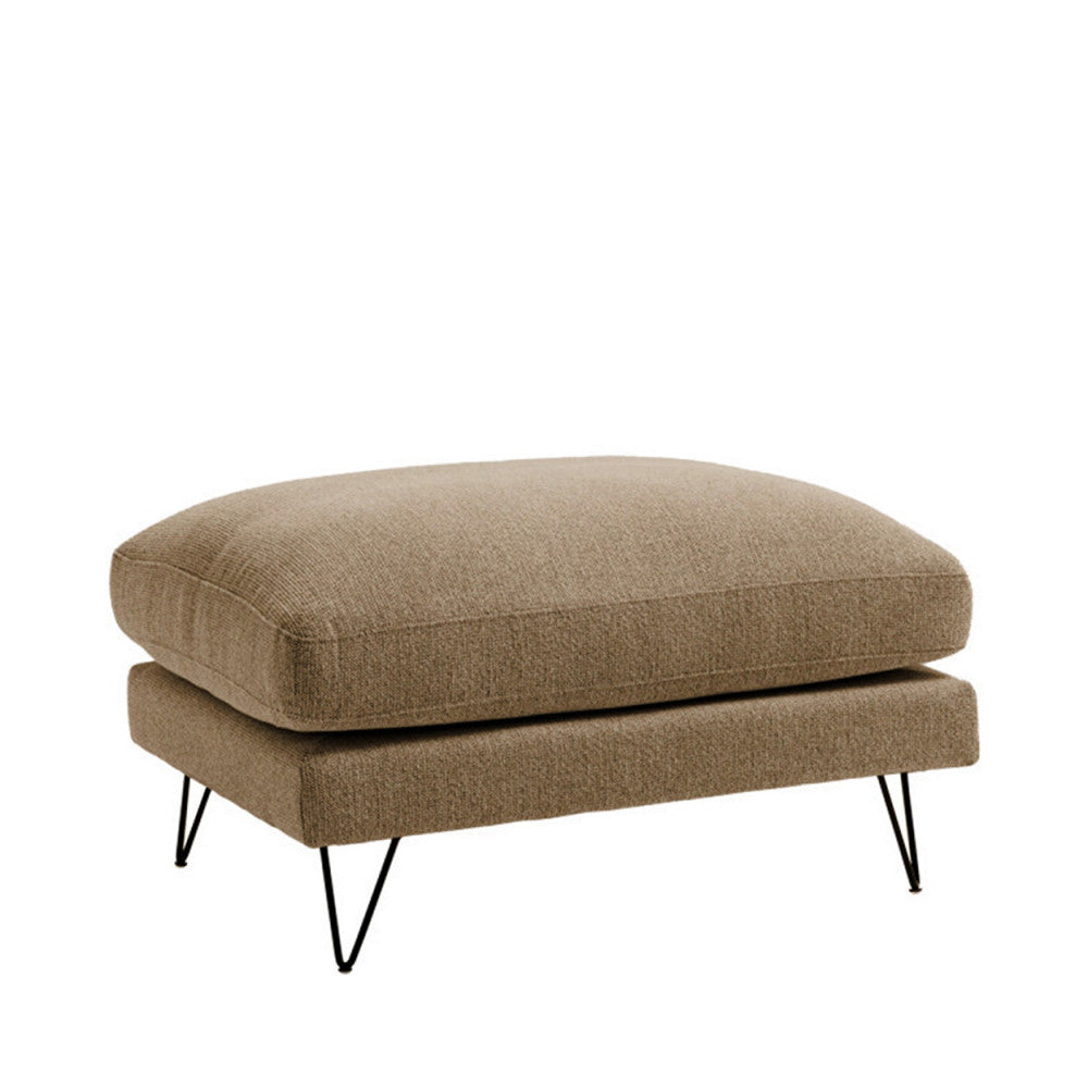 Villabon - Pouf en tissu pieds épingles noirs - Caramel chiné - 2