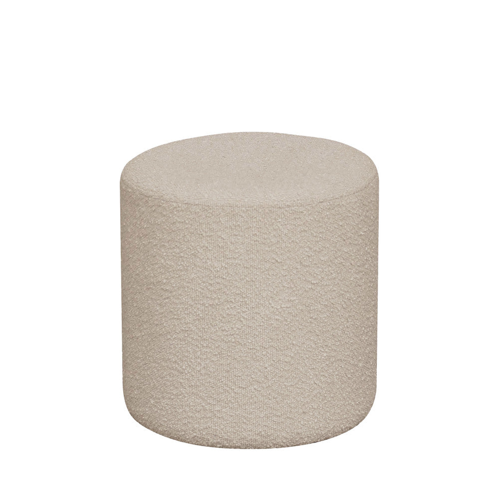 Ejby - Pouf rond en tissu bouclette ø34cm - Beige - 2