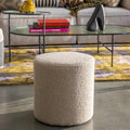 Ejby - Pouf rond en tissu bouclette ø34cm - Beige - 1