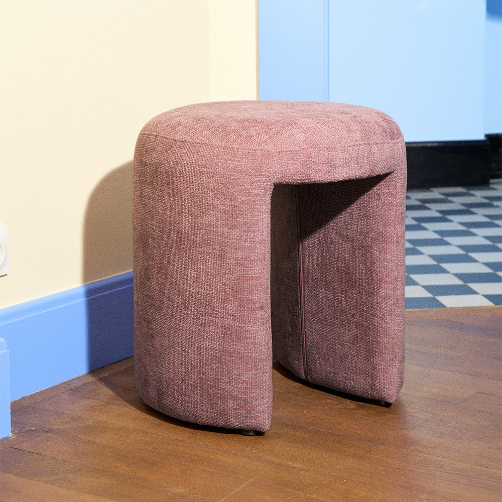 Charlie - Pouf rond en tissu ø45cm - Rose - 1