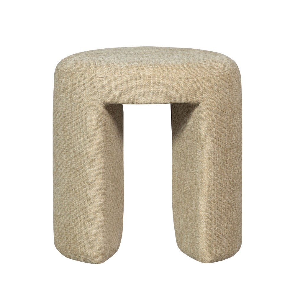 Charlie - Pouf rond en tissu ø45cm - Beige - 2