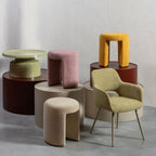 Charlie - Pouf rond en tissu ø45cm - Beige - 1
