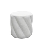 Mallow - Pouf rond en tissu bouclette ø37cm - Blanc - 1
