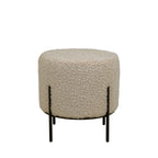 Alford - Pouf rond en tissu bouclette et métal ø35,5cm - Sable - 2