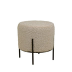 Alford - Pouf rond en tissu bouclette et métal ø35,5cm - Sable - 1