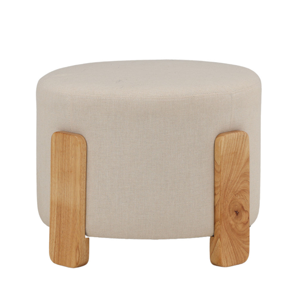 Coffey - Pouf rond en tissu ø52,5cm - Ecru - 2