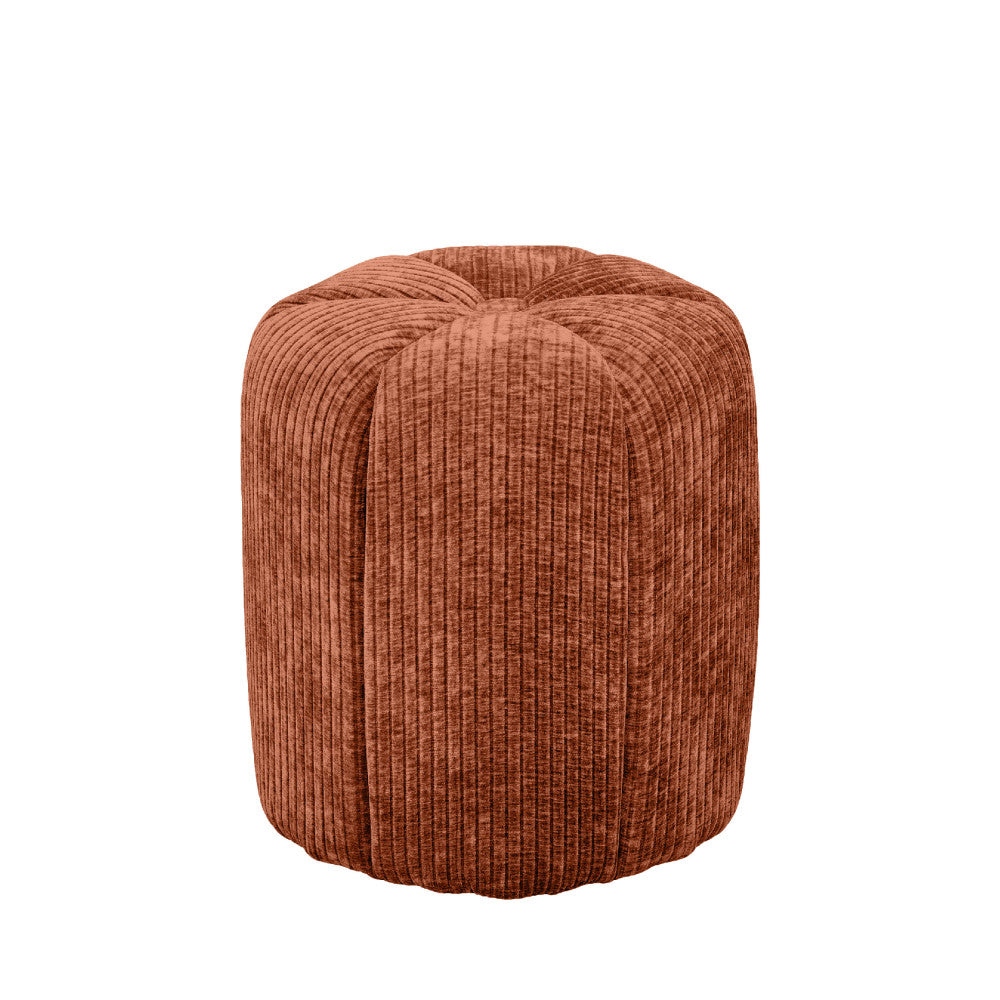 Flower - Pouf rond en velours côtelé ø38cm - Terracotta - 2