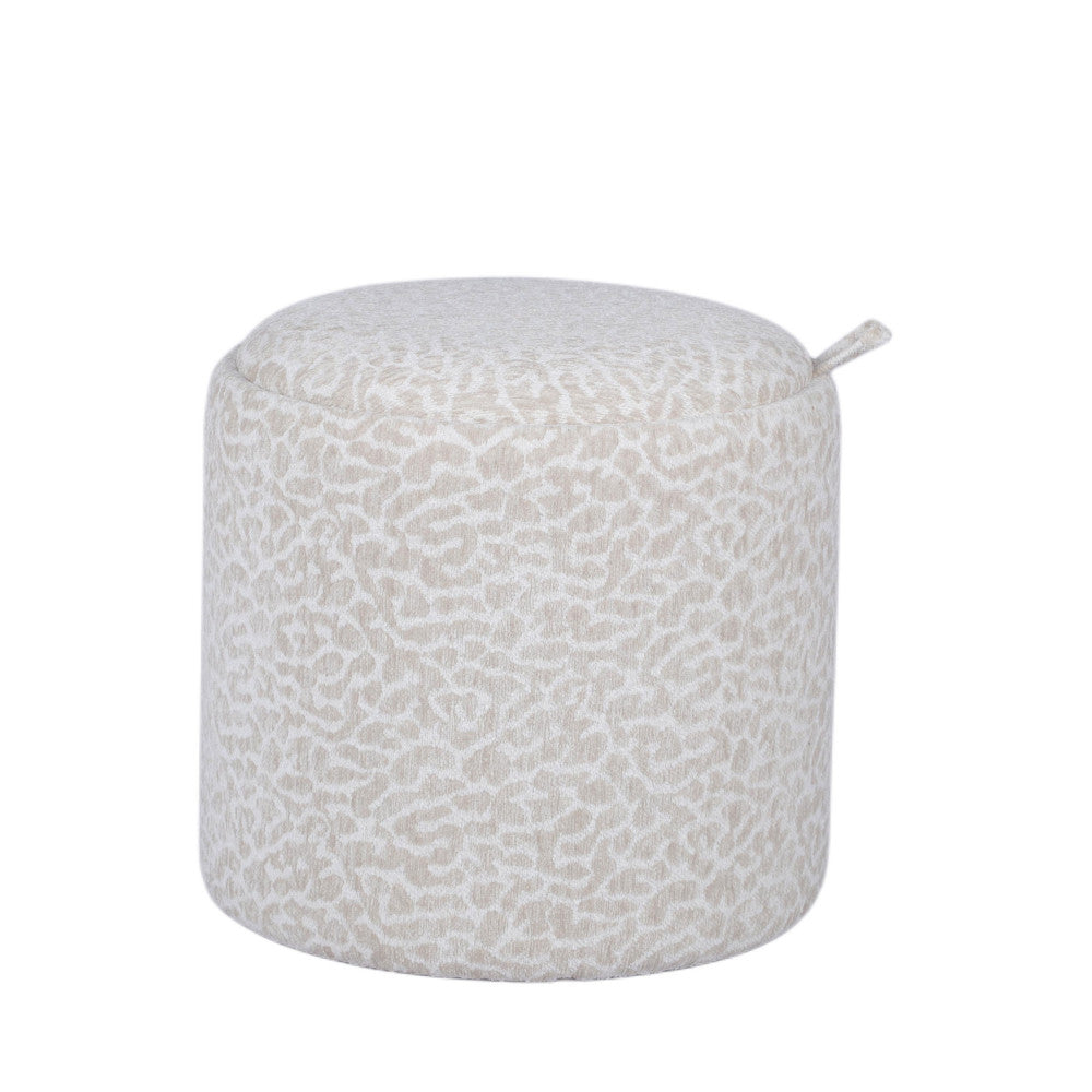 Zoé - Pouf avec rangement imprimé léopard convertible en table d'appoint ø40cm - Beige - 2