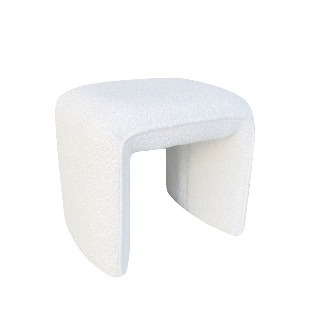 Full - Pouf en tissu bouclette - Blanc - 2