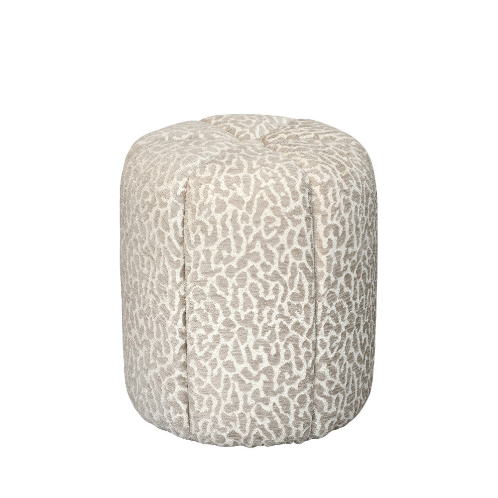 Flower - Pouf en tissu imprimé léopard ø 38cm - Beige - 2