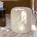 Flower - Pouf en tissu imprimé léopard ø 38cm - Beige - 1