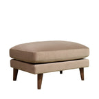Villabon - Pouf en velours pieds bois foncé - Beige - 2