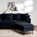 Villabon - Pouf en velours pieds épingles noirs - Bleu marine - 1