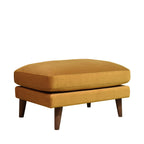Villabon - Pouf en velours pieds bois foncé - Jaune moutarde - 2
