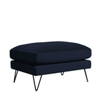 Villabon - Pouf en velours pieds épingles noirs - Bleu marine - 2