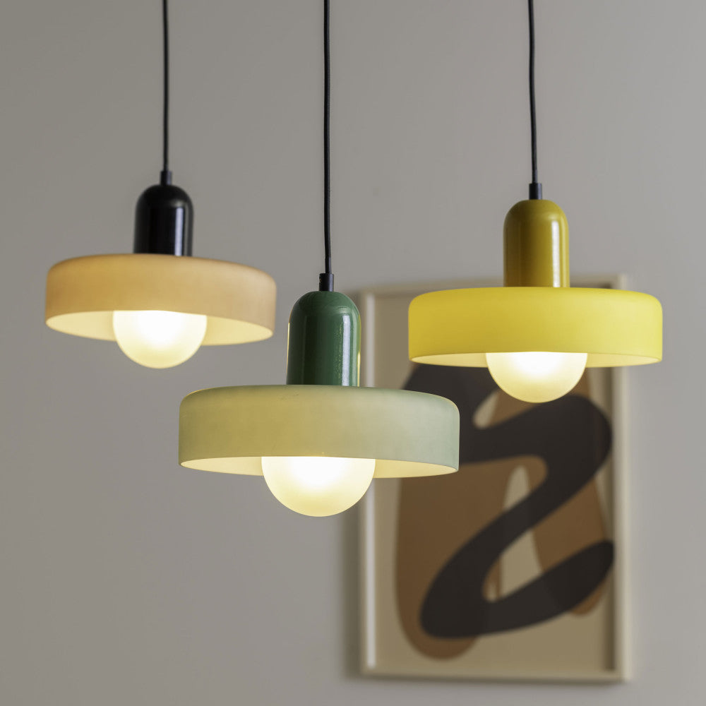 Opaco Grato - Suspension en métal avec abat-jour cylindrique - Jaune - 1